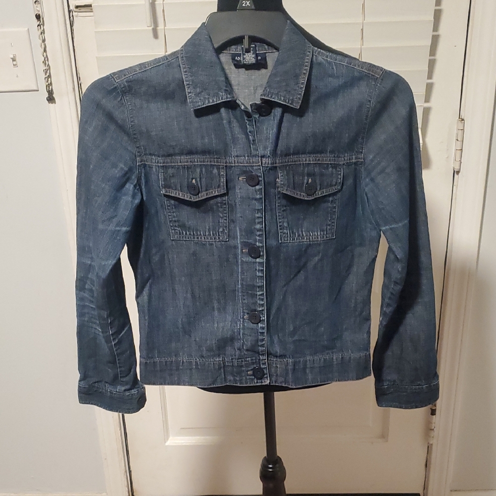 Ann Taylor Dark Blue Lightweight Jean Jacket
